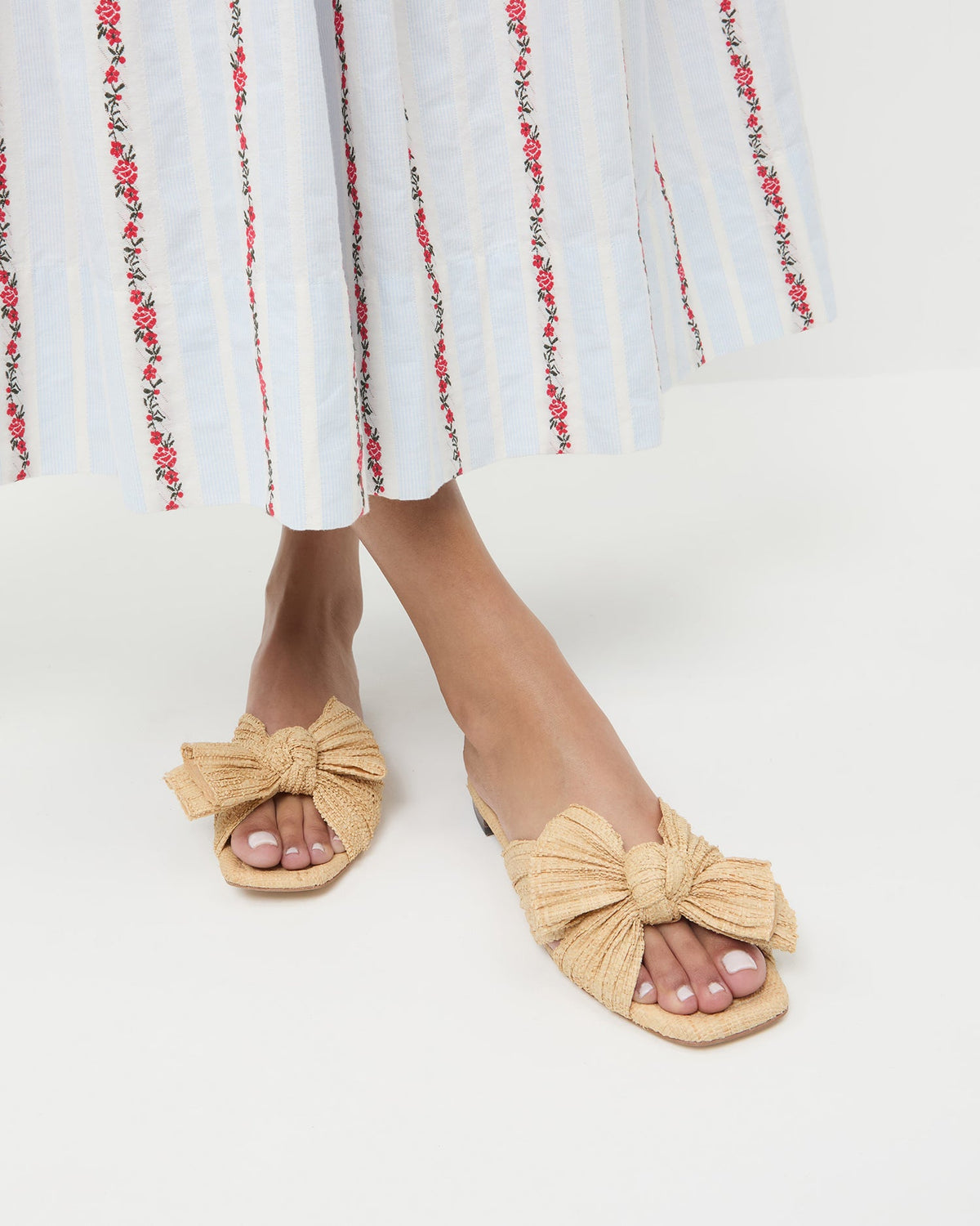 Women Loeffler Randall Daphne Natural Bow Slide Sandal