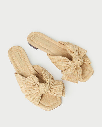 Women Loeffler Randall Daphne Natural Bow Slide Sandal