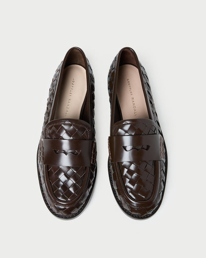 Women Loeffler Randall Rachel Espresso Woven Leather Loafer