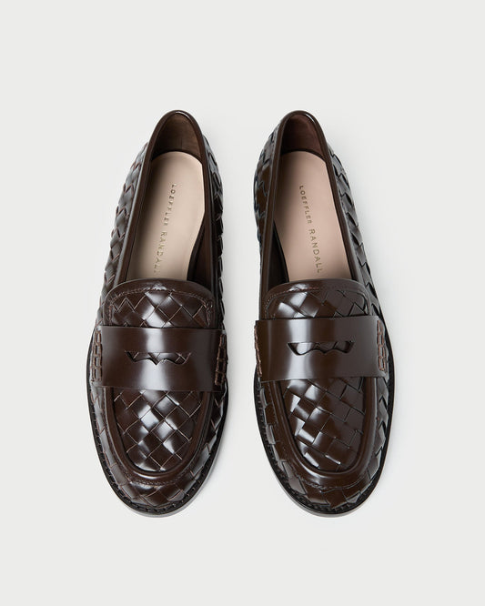 Women Loeffler Randall Rachel Espresso Woven Leather Loafer