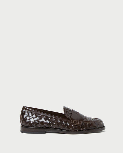 Women Loeffler Randall Rachel Espresso Woven Leather Loafer