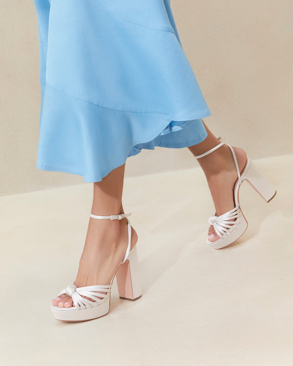 Women Loeffler Randall Rivka Cream Knot Platform Sandal