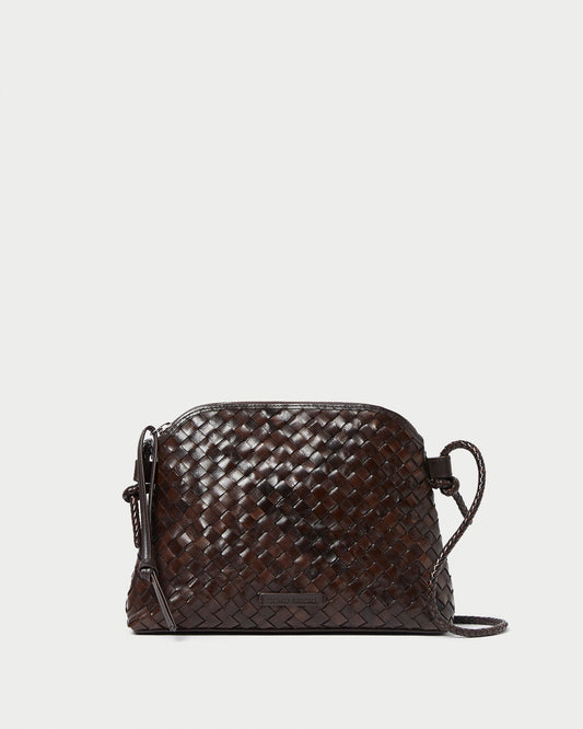Women Loeffler Randall Mallory Chocolate Woven Leather Crossbody
