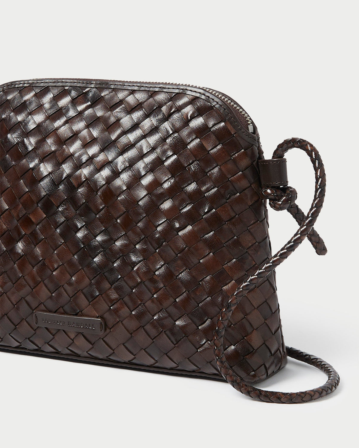 Women Loeffler Randall Mallory Chocolate Woven Leather Crossbody