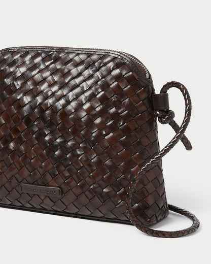 Women Loeffler Randall Mallory Chocolate Woven Leather Crossbody