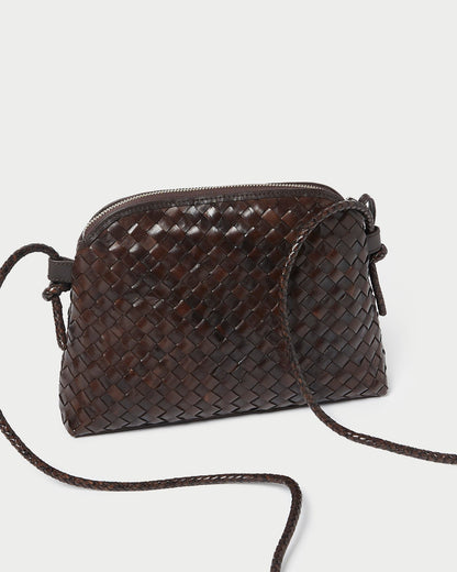 Women Loeffler Randall Mallory Chocolate Woven Leather Crossbody