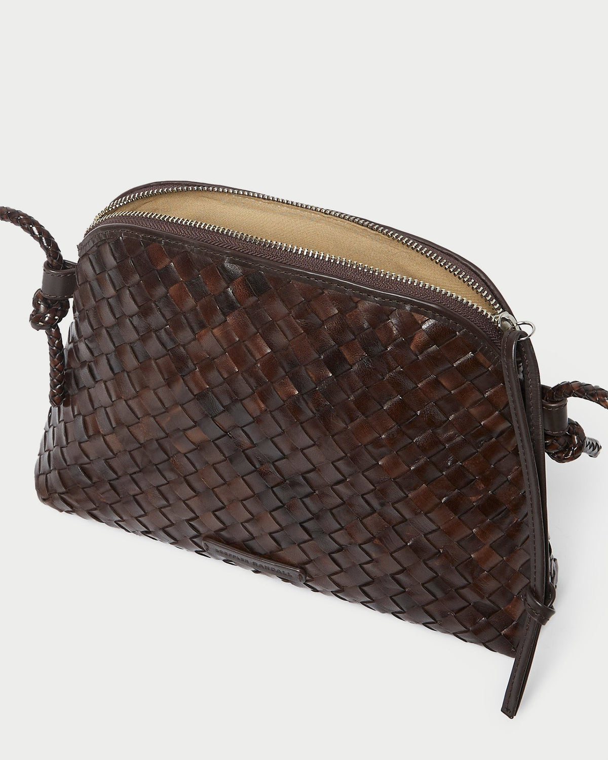 Women Loeffler Randall Mallory Chocolate Woven Leather Crossbody