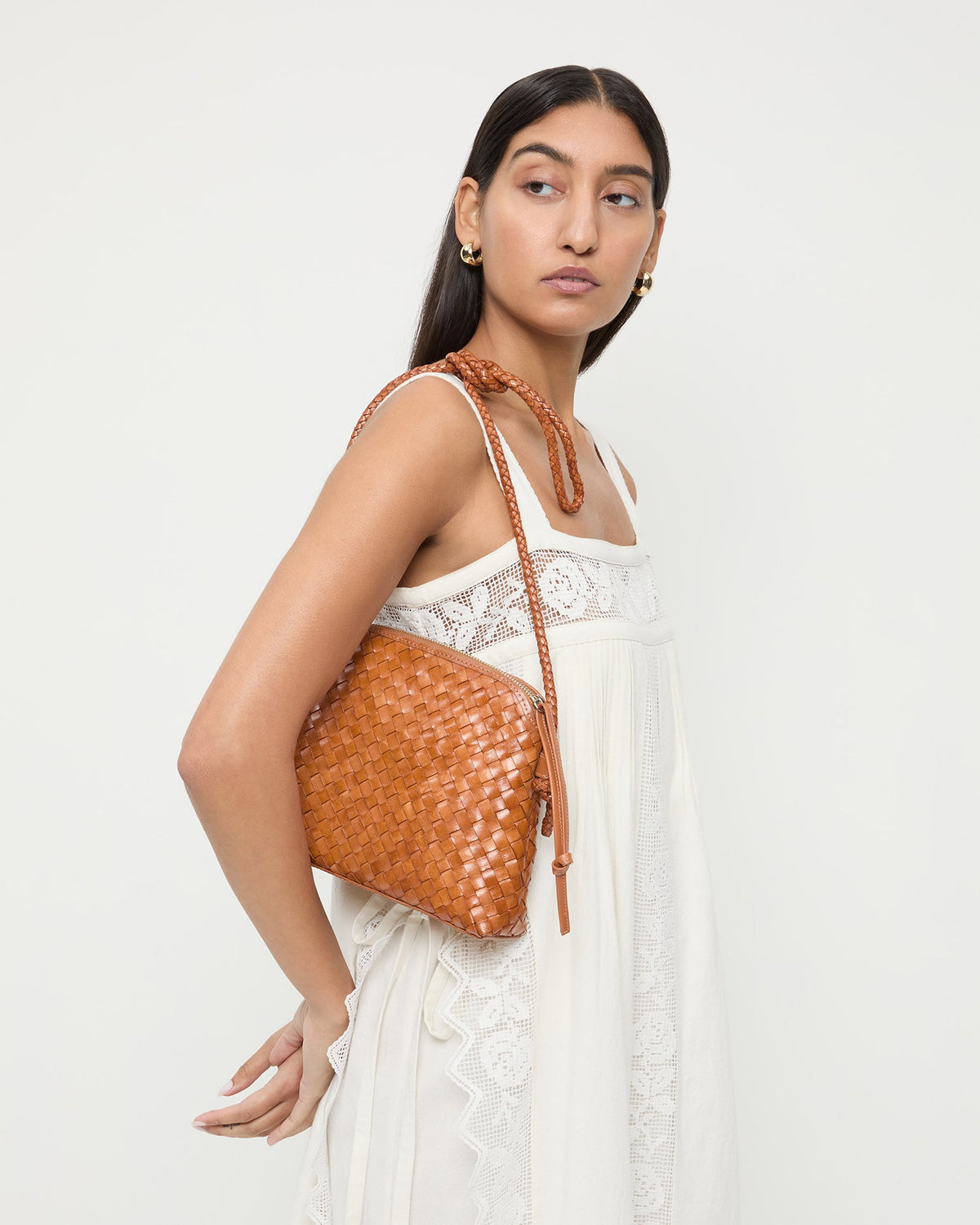 Women Loeffler Randall Mallory Timber Woven Leather Crossbody