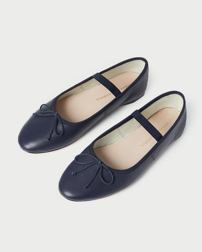 Women Loeffler Randall Leonie Navy Leather Ballet Flat