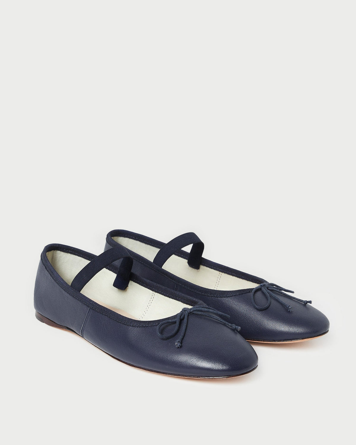 Women Loeffler Randall Leonie Navy Leather Ballet Flat