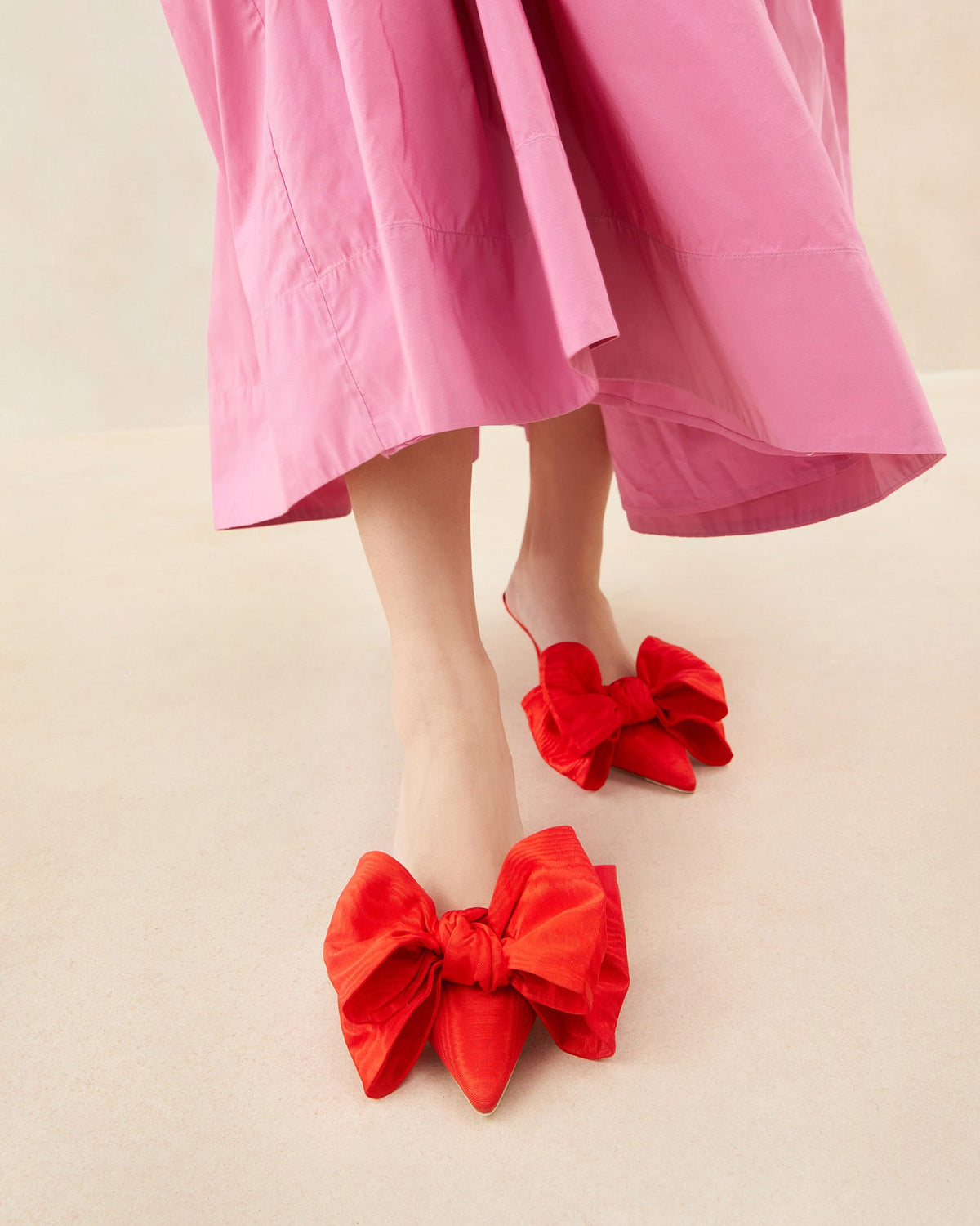 Women Loeffler Randall Margot Red Moiré Bow Mule