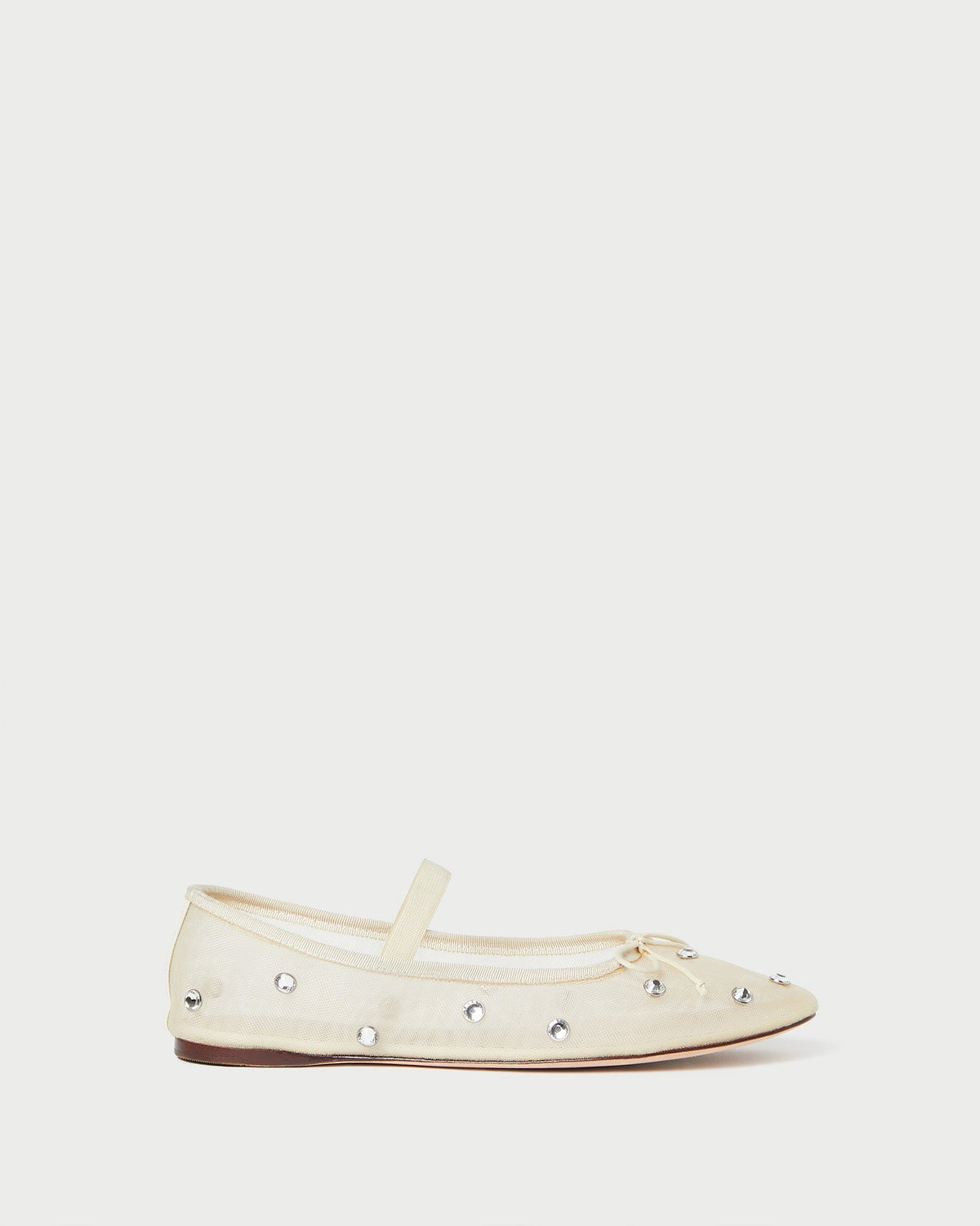 Women Loeffler Randall Leonie Cream/Crystal Ballet Flat