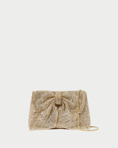 Women Loeffler Randall Jolene Gold Diamanté Bow Clutch