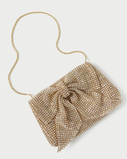 Women Loeffler Randall Jolene Gold Diamanté Bow Clutch