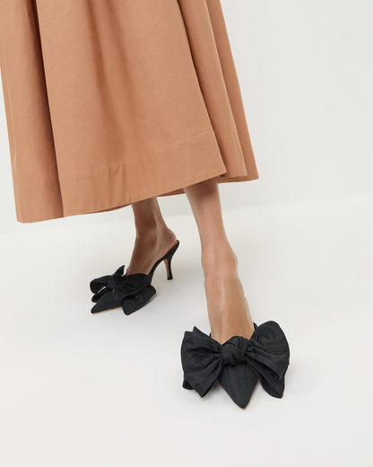 Women Loeffler Randall Margot Black Moiré Bow Mule