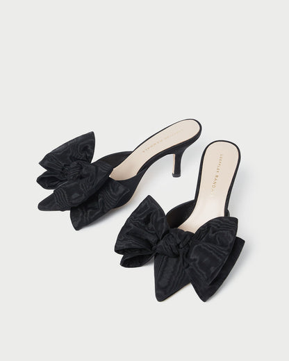 Women Loeffler Randall Margot Black Moiré Bow Mule