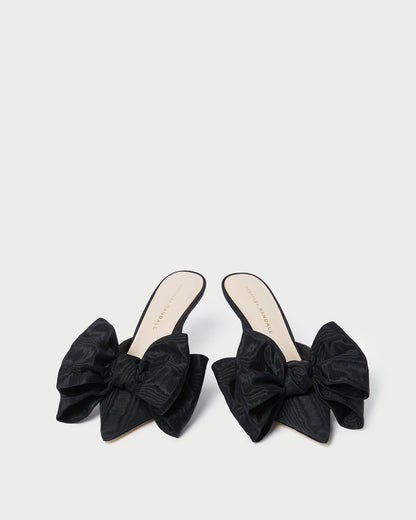 Women Loeffler Randall Margot Black Moiré Bow Mule