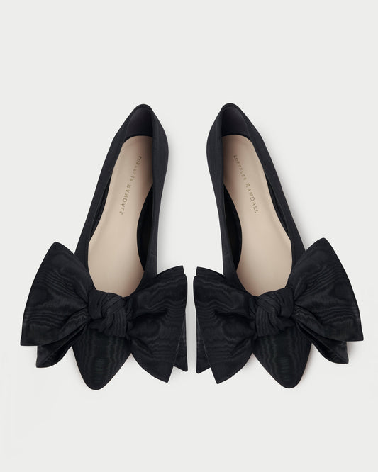 Women Loeffler Randall Noa Black Moiré Bow Flat