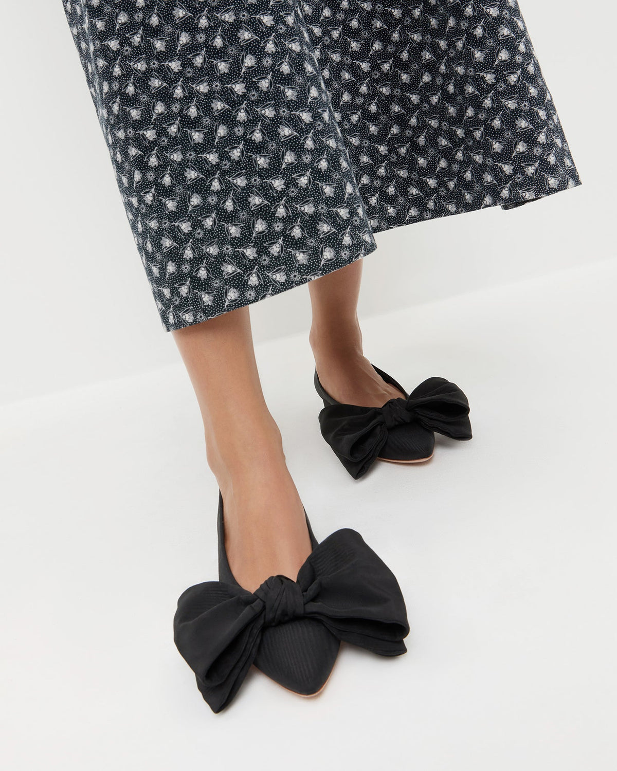 Women Loeffler Randall Noa Black Moiré Bow Flat