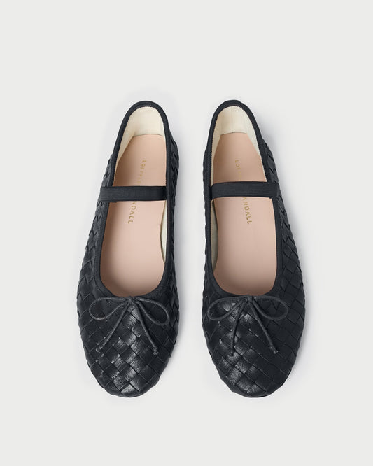 Women Loeffler Randall Leonie Black Woven Ballet Flat
