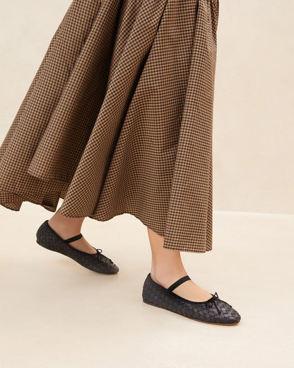 Women Loeffler Randall Leonie Black Woven Ballet Flat