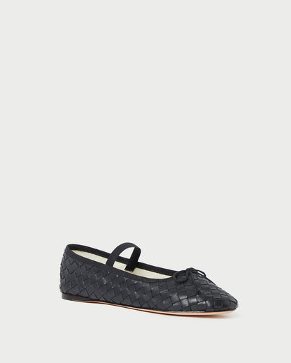 Women Loeffler Randall Leonie Black Woven Ballet Flat