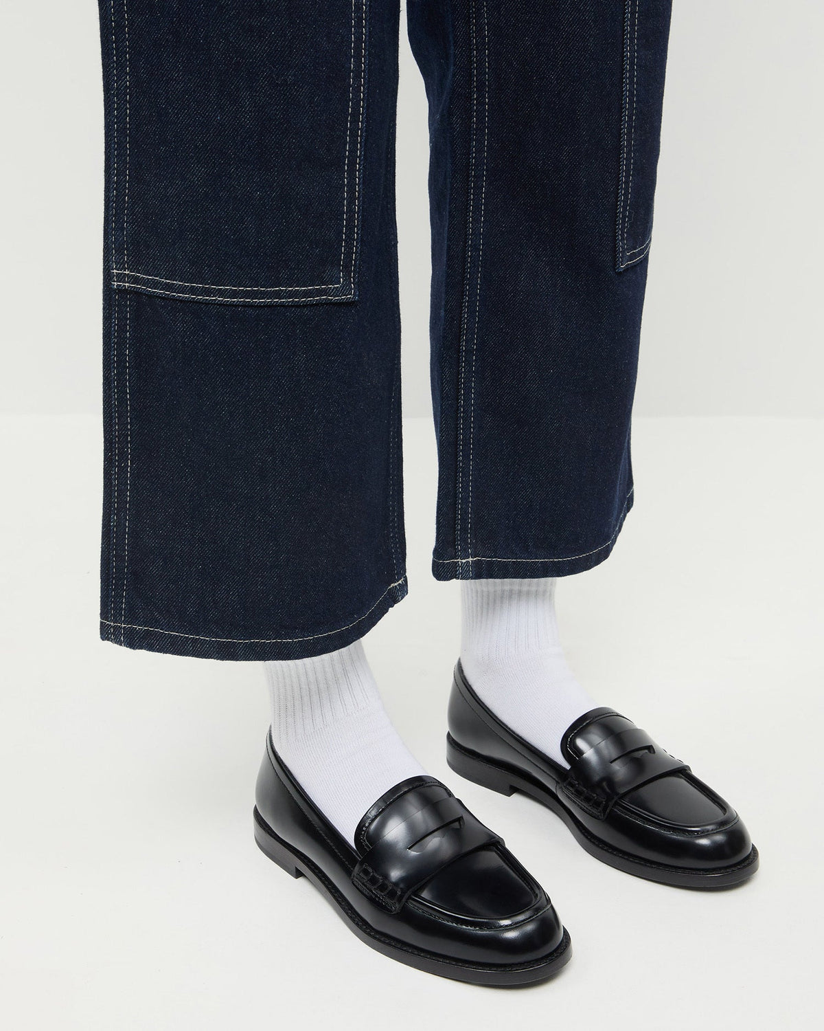 Women Loeffler Randall Rachel Black Leather Loafer