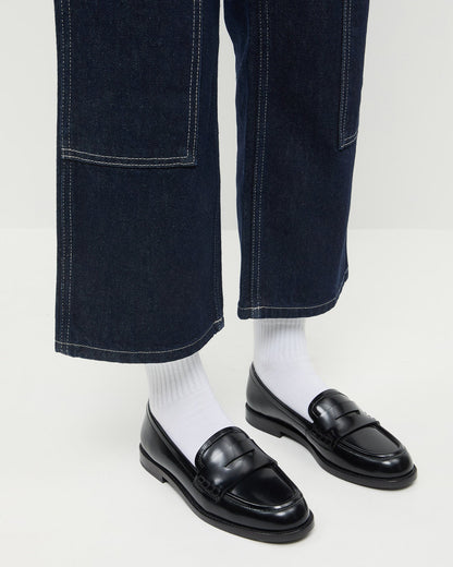 Women Loeffler Randall Rachel Black Leather Loafer