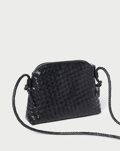 Women Loeffler Randall Mallory Black Woven Leather Crossbody