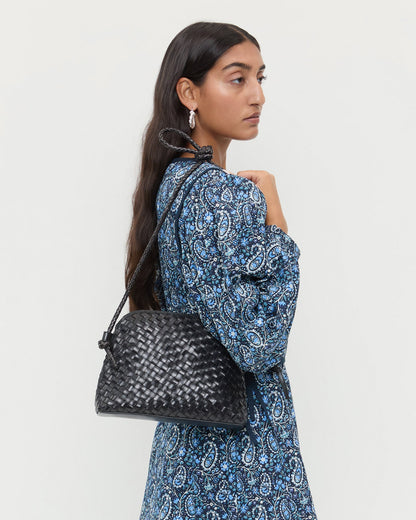 Women Loeffler Randall Mallory Black Woven Leather Crossbody