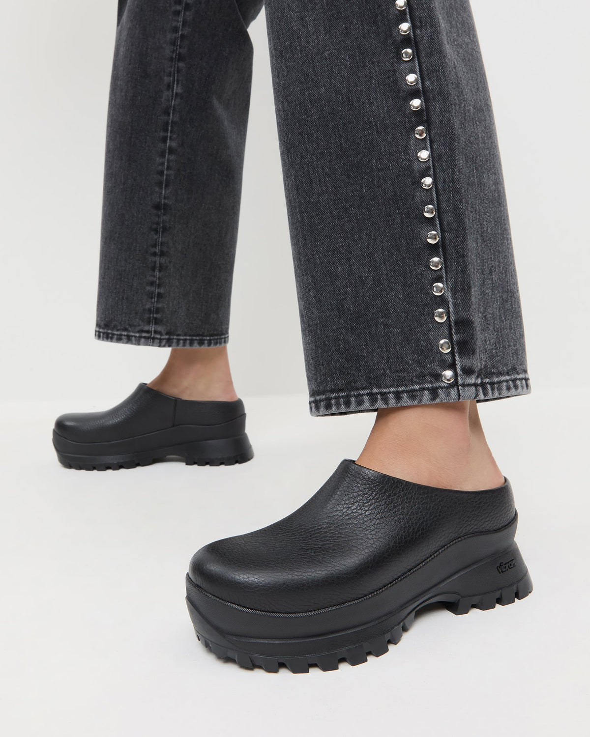 Women Loeffler Randall Gemma Black Leather Lug Mule