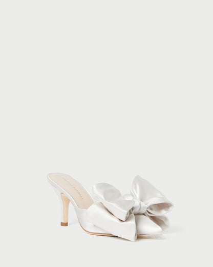 Women Loeffler Randall Margot Cream Satin Bow Mule