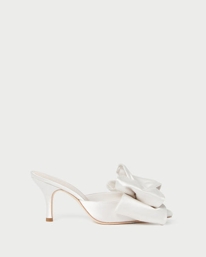 Women Loeffler Randall Margot Cream Satin Bow Mule