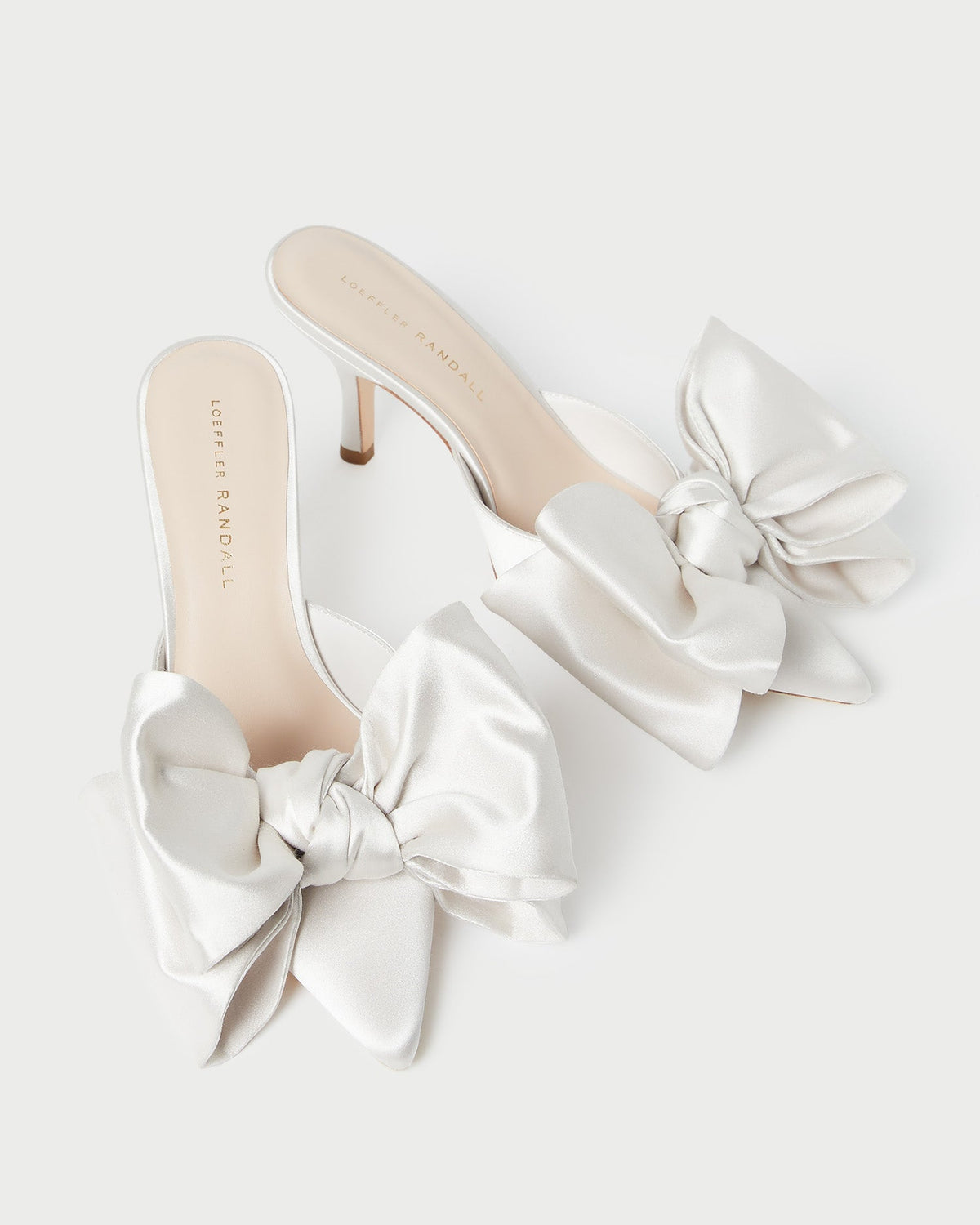 Women Loeffler Randall Margot Cream Satin Bow Mule