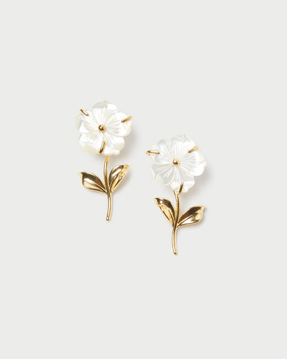 Women Loeffler Randall Mai Gold/Pearl Flower Earrings