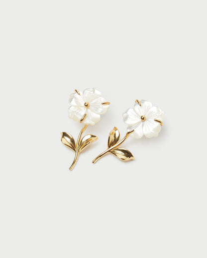 Women Loeffler Randall Mai Gold/Pearl Flower Earrings