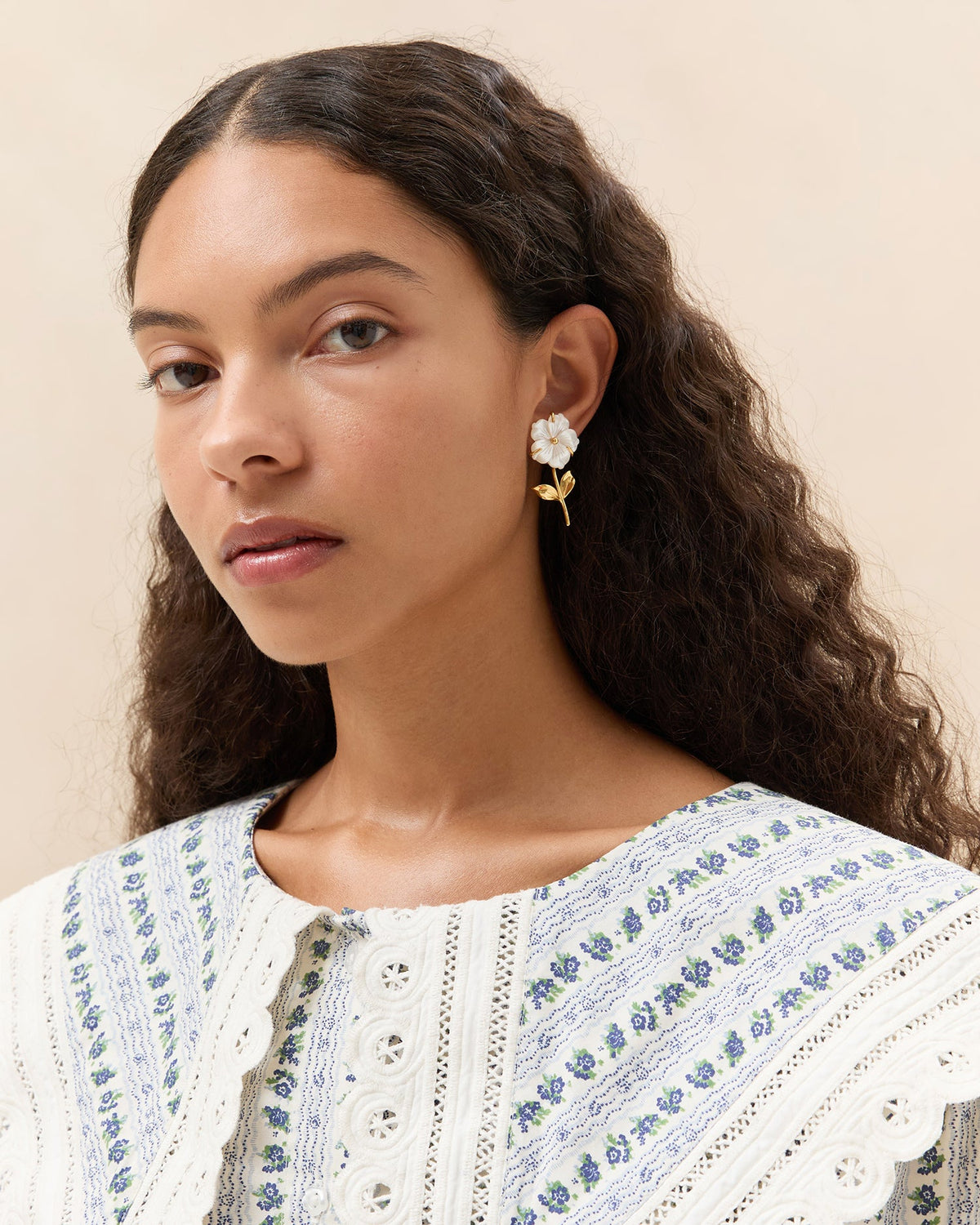 Women Loeffler Randall Mai Gold/Pearl Flower Earrings