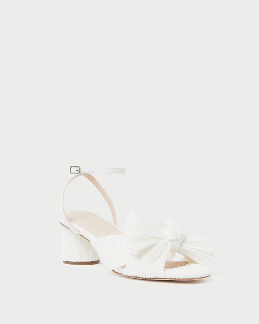 Women Loeffler Randall Dahlia White Pleated Bow Heel