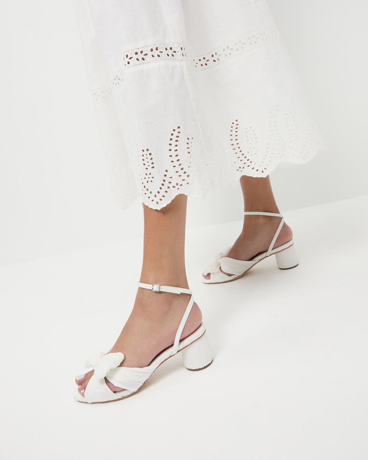 Women Loeffler Randall Dahlia White Pleated Bow Heel