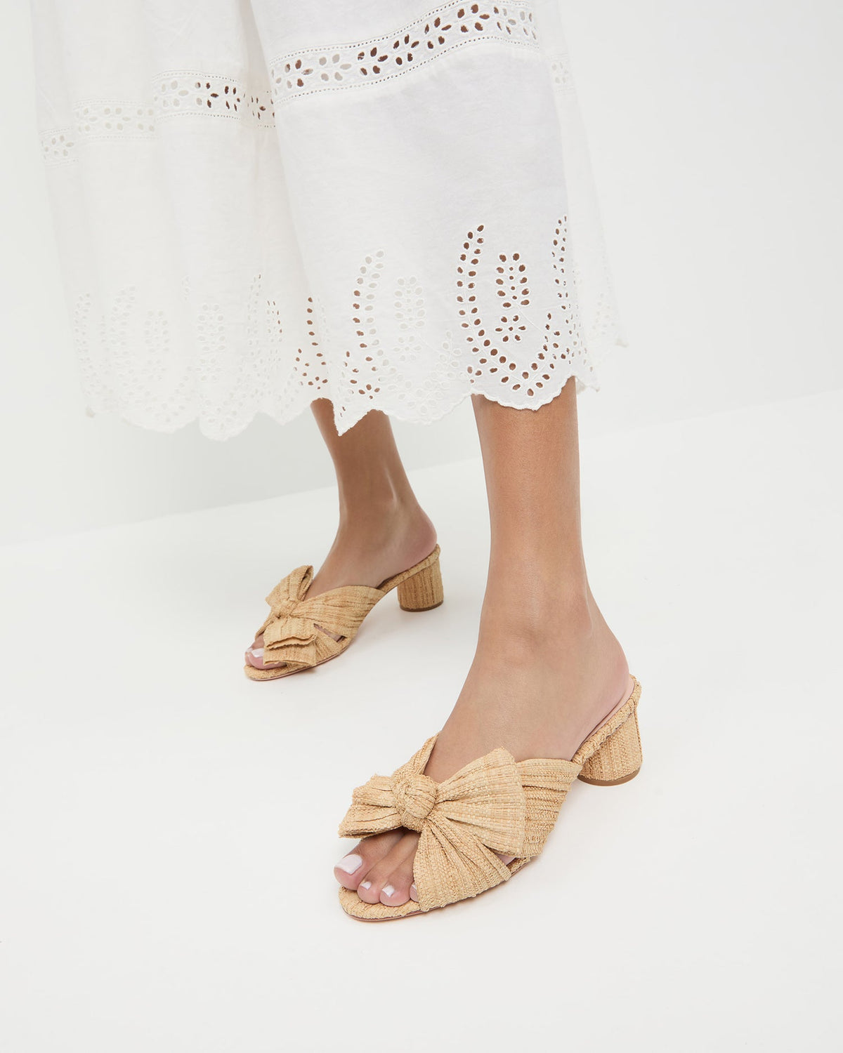 Women Loeffler Randall Emilia Natural Pleated Bow Heel
