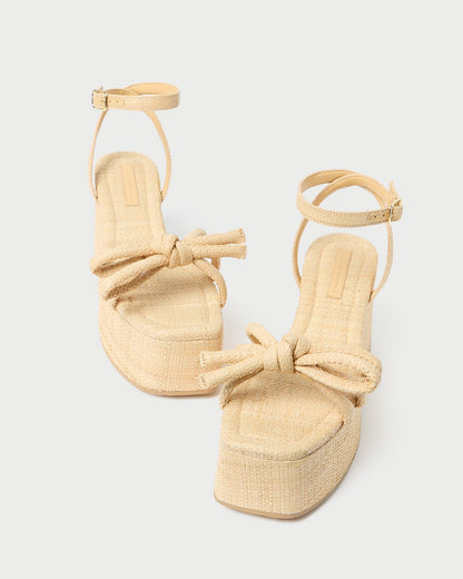 Women Loeffler Randall Hudson Natural Raffia Platform Sandal