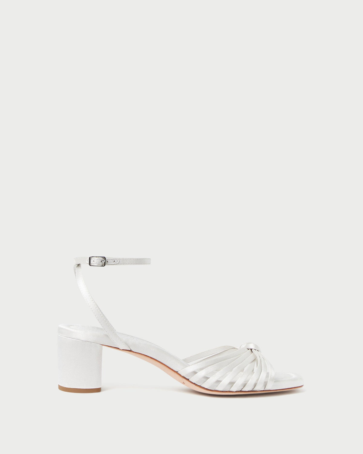 Women Loeffler Randall Olivia Cream Knot Mid-Heel Sandal