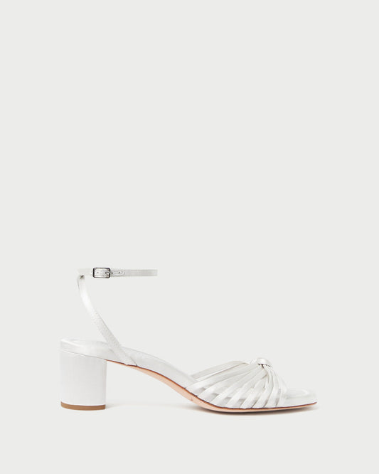 Women Loeffler Randall Olivia Cream Knot Mid-Heel Sandal