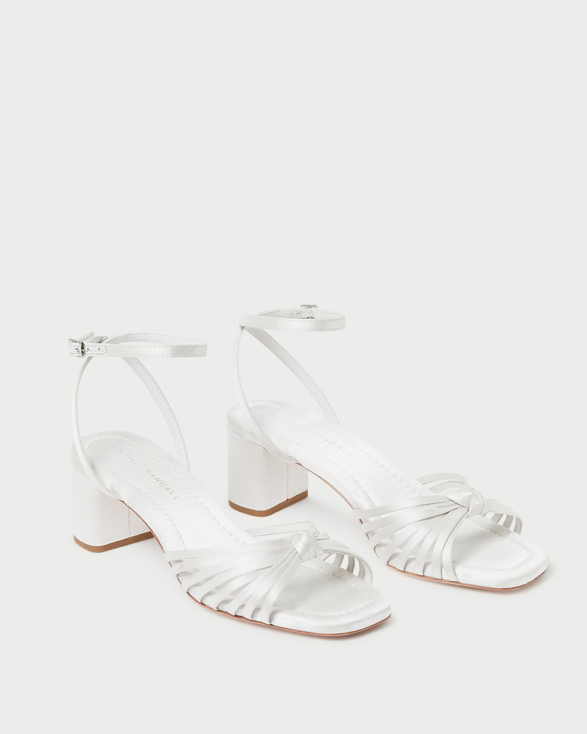 Women Loeffler Randall Olivia Cream Knot Mid-Heel Sandal
