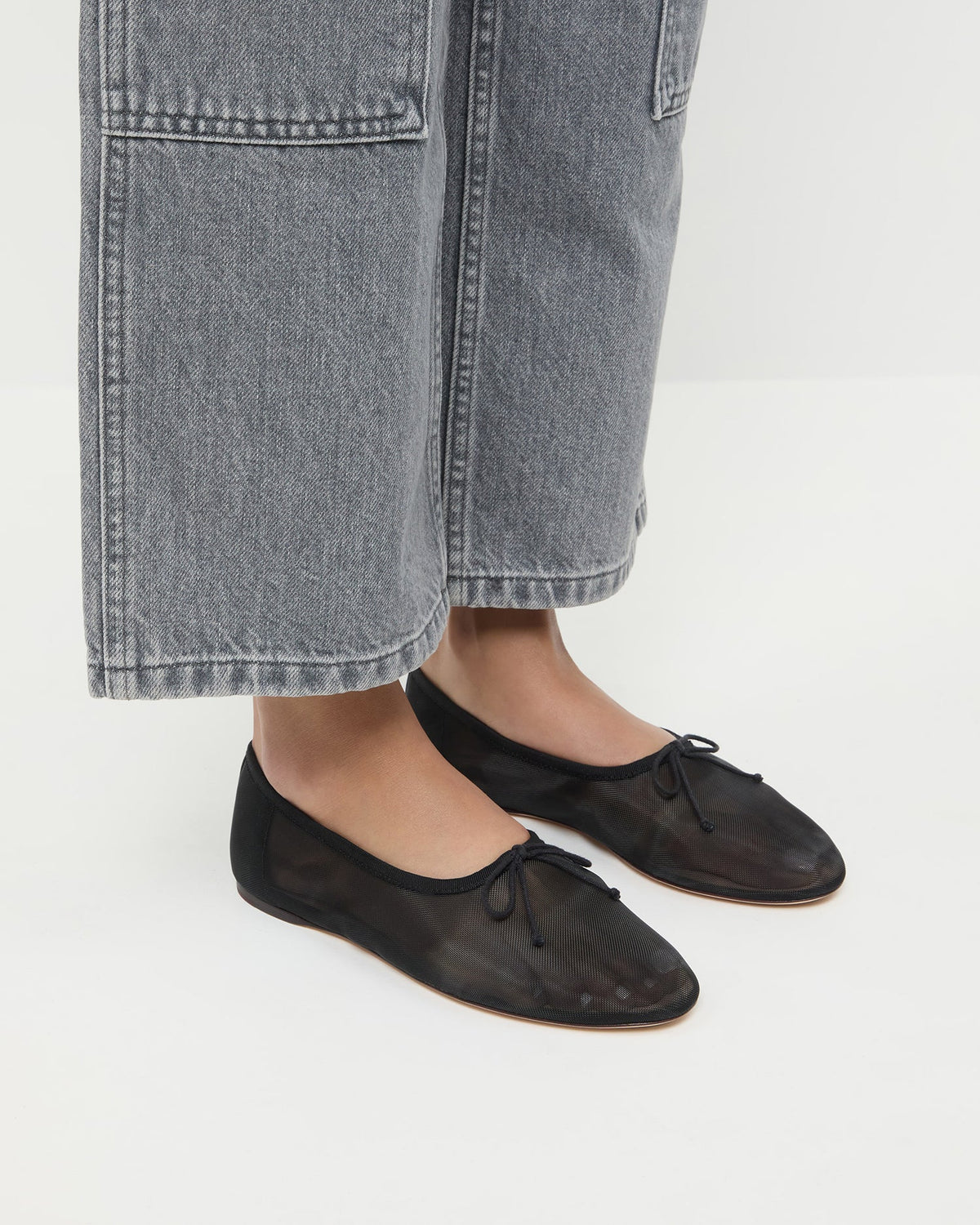 Women Loeffler Randall Landon Black Mesh Ballet Flat