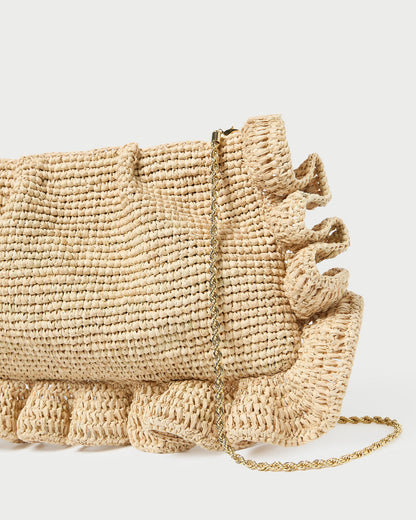 Women Loeffler Randall Mavis Natural Raffia Ruffle Clutch