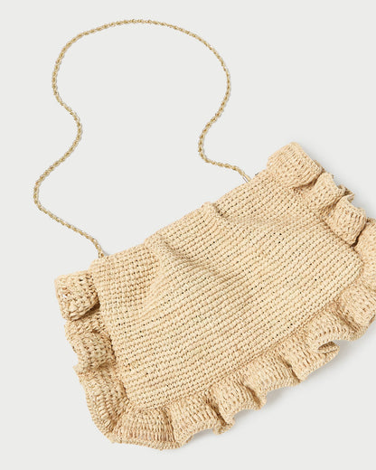 Women Loeffler Randall Mavis Natural Raffia Ruffle Clutch