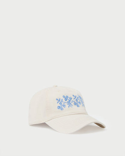 Women Loeffler Randall Cairo Natural/Blue Embroidered Cap