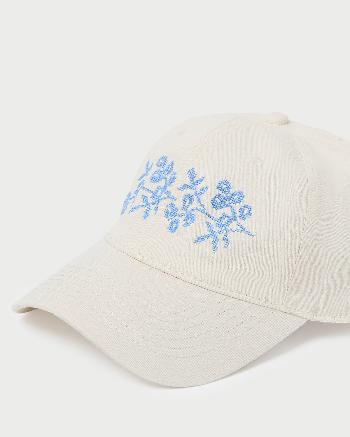 Women Loeffler Randall Cairo Natural/Blue Embroidered Cap