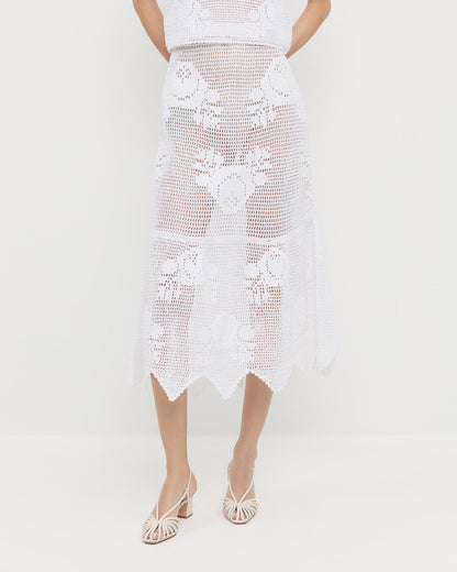 Women Loeffler Randall Sullivan Cream Crochet Skirt